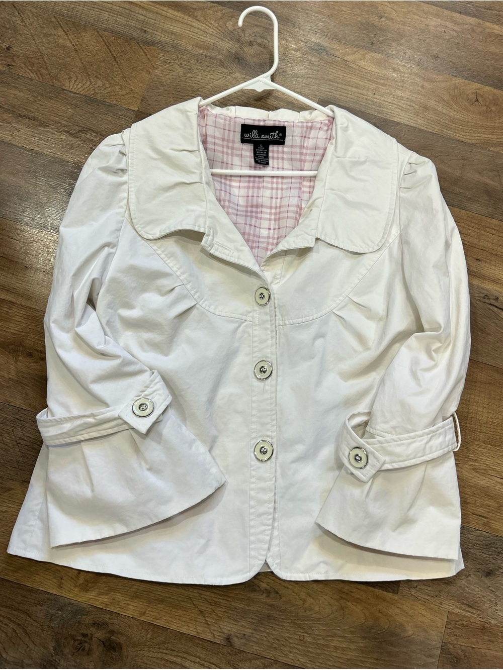 Willi Smith White Jacket Blazer Large Pink Plaid Lined